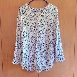 Grand & Greene L white Blue anchor long sleeve top